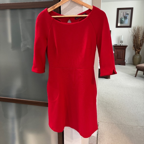 Zara TRF Collection Mini Dress with Back Cutout and Pockets! - Red Size M - Picture 1 of 8